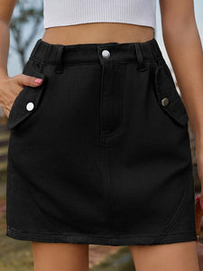 Zahra Pocketed Buttoned Mini Denim Skirt