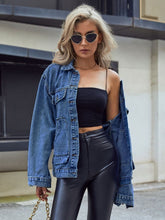 Load image into Gallery viewer, Vaila Pocketed Button Down Collared Neck Denim Top
