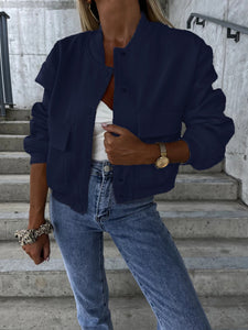 Essence Baseball Collar Dropped Shoulder Jacket
