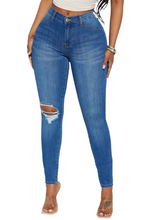 Load image into Gallery viewer, Sage Distressed Buttoned Jeans with Pockets
