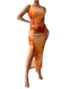 Sting Slit Round Neck Midi Tank Dress