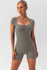 Gianna Square Neck Cap Sleeve Active Romper