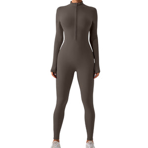 Hailey Half Zip Mock Neck Active Jumpsuit