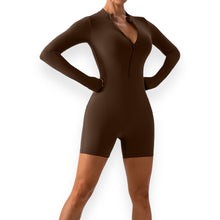 Load image into Gallery viewer, Hailey Half Zip Long Sleeve Active Romper
