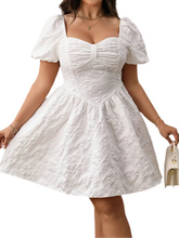 Load image into Gallery viewer, Noelle Plus Size Smocked Sweetheart Neck Puff Sleeve Mini Dress
