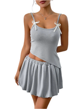 Load image into Gallery viewer, Charm School Asymmetrical Bow Cami and Skirt Set
