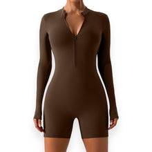 Load image into Gallery viewer, Hailey Half Zip Long Sleeve Active Romper
