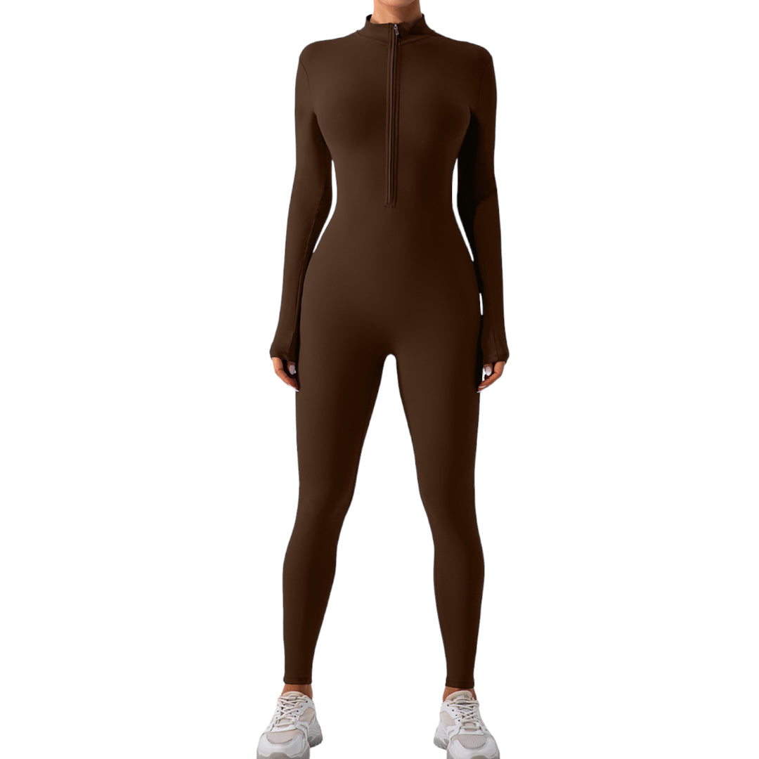 Hailey Half Zip Mock Neck Active Jumpsuit