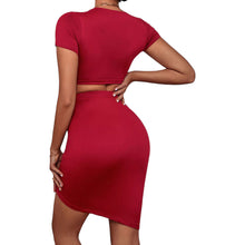 Load image into Gallery viewer, Eliza Twisted Deep V Cropped Top and Ruched Skirt Set
