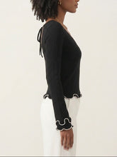 Load image into Gallery viewer, Glowzy Lettuce Hem Tie Back Long Sleeve T-Shirt
