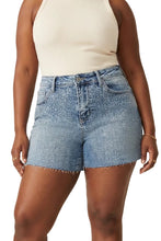Load image into Gallery viewer, Isabel Full Size High Waist Rhinestone Decor Denim Shorts
