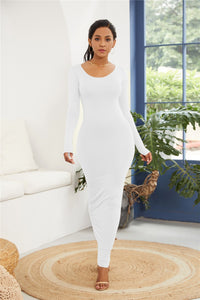 Melanie Basic Round Neck Long Sleeve Maxi Bodycon Dress