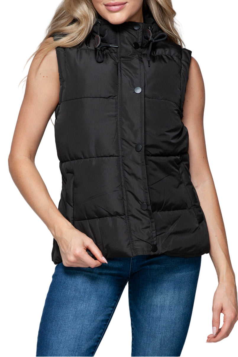 Hynira Snap and Zip Closure Hooded Vest