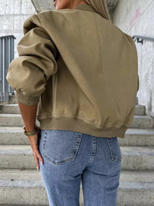 Essence Baseball Collar Dropped Shoulder Jacket