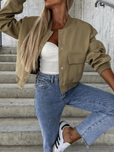 Load image into Gallery viewer, Essence Baseball Collar Dropped Shoulder Jacket
