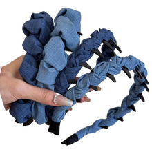 Load image into Gallery viewer, Denim Ruched Hair Headband
