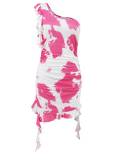 Load image into Gallery viewer, Camila Ruffled Tie-Dye Single Shoulder Mini Dress
