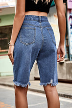 Load image into Gallery viewer, Sloane Raw Hem High Waist Denim Shorts with Pockets
