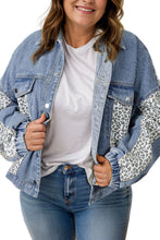 Load image into Gallery viewer, Novellie Plus Size Leopard Long Sleeve Denim Jacket
