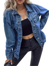 Load image into Gallery viewer, Vaila Pocketed Button Down Collared Neck Denim Top
