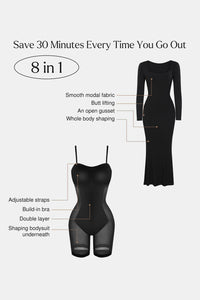 Body Baby Built-In Shapewear Square Neck Long Sleeve Maxi Dress