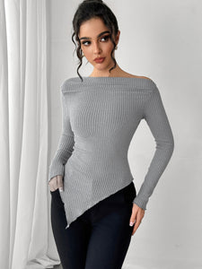 Hollis Asymmetric Hem Long Sleeve T-Shirt