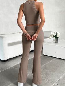 Alyssa Ribbed Round Neck Tank and Pants Set