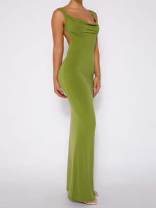 Claudia Backless Wide Strap Maxi Dress