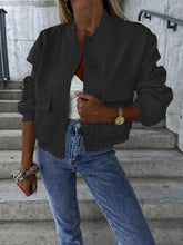 Load image into Gallery viewer, Essence Baseball Collar Dropped Shoulder Jacket

