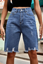 Load image into Gallery viewer, Sloane Raw Hem High Waist Denim Shorts with Pockets
