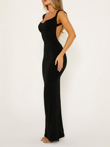 Claudia Backless Wide Strap Maxi Dress