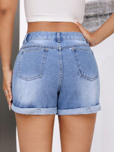 Load image into Gallery viewer, Luisa Rolled Hem Mid-Rise Waist Denim Shorts
