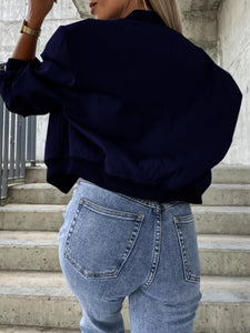 Essence Baseball Collar Dropped Shoulder Jacket