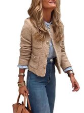 Load image into Gallery viewer, Zivra Raw Hem Pocketed Round Neck Jacket
