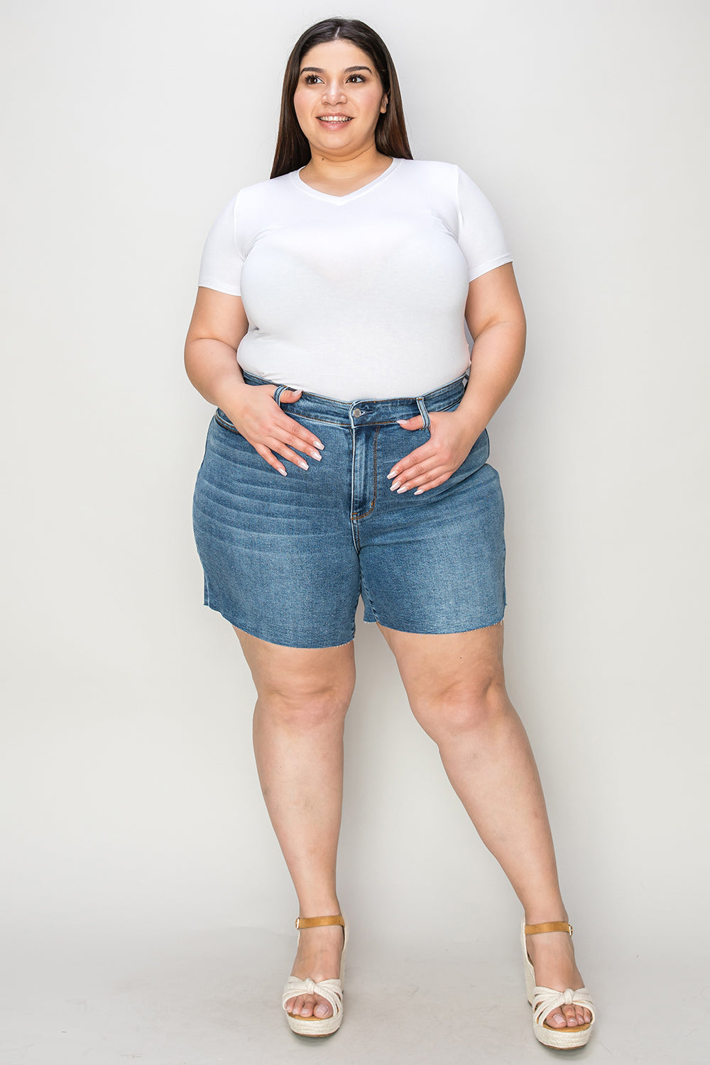 Tana Full Size High Waist Slim Denim Shorts