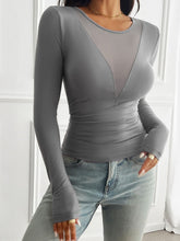 Load image into Gallery viewer, Sicily Mesh Round Neck Long Sleeve T-Shirt
