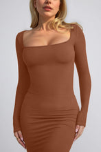 Load image into Gallery viewer, Body Baby Built-In Shapewear Square Neck Long Sleeve Maxi Dress
