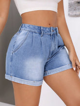 Load image into Gallery viewer, Luisa Rolled Hem Mid-Rise Waist Denim Shorts
