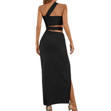 Load image into Gallery viewer, One-Shoulder Cutout Front Split Maxi Dress
