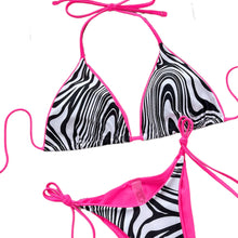 Load image into Gallery viewer, Neon Zebra Print Bikini Set
