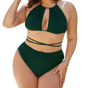 Aruba Plus Size Cutout Tied Backless Bikini Set