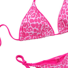 Load image into Gallery viewer, Neon Leopard Print Halter Neck Tie Side Bikini Set
