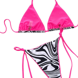 Neon Zebra Print Bikini Set