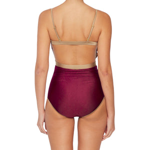 Zanzibar Contrast Trim One-Piece in Wine (mommy & me)