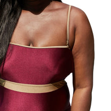 Load image into Gallery viewer, Zanzibar Contrast Trim One-Piece in Wine (mommy &amp; me)
