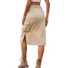 Load image into Gallery viewer, Drawstring Denim Cargo Skirt
