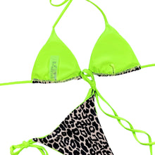 Load image into Gallery viewer, Neon Leopard Print Halter Neck Tie Side Bikini Set
