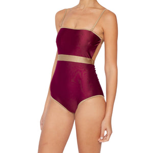 Zanzibar Contrast Trim One-Piece in Wine (mommy & me)