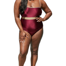 Load image into Gallery viewer, Zanzibar Contrast Trim One-Piece in Wine (mommy &amp; me)
