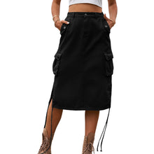 Load image into Gallery viewer, Drawstring Denim Cargo Skirt
